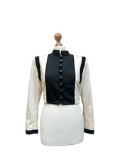 Yves Saint Laurent 1990 Ecru & Black Military-Inspired Cotton Jacket  Size FR 36