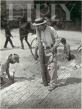 REPRO DECO PHOTO ATGET CONSTRUCTION RUE PAVES CHEVAL SUR PAPIER 310 OU 190 GRS