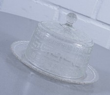 rare verre pressé cloche à beurre cloche à fromage couvercle boite vintage an...