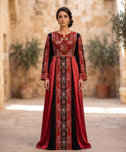 Caftan bédouin brodé - , satin