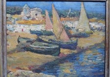 Tableau huile paysage marin - tableau,