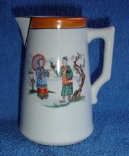 Pichet, Pot à lait en Faïence de Lunéville, Keller et Guérin, Couple de Chinois
