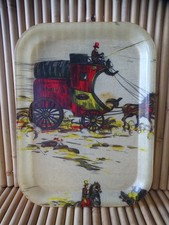 ancien plateau de service fibre de verre Calèche La Poste design rétro vintage 