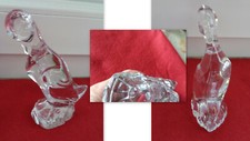 FIGURINE OISEAU CANARD CRISTAL  SIGNE DAUM FRANCE  H : 10,5 CM