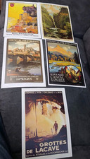 Lot 5 affiches anciennes chemin de fer – reproductions vintage touristiques 
