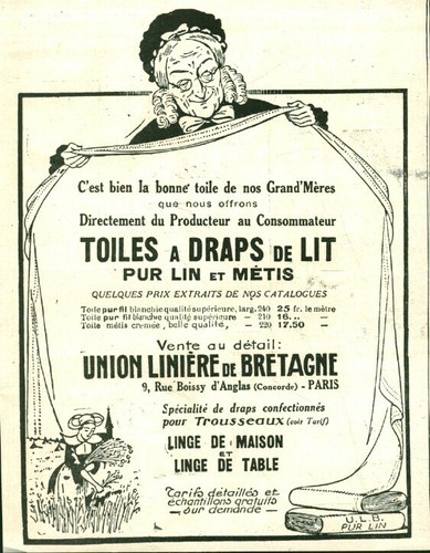 Publicité ancienne toiles - , à