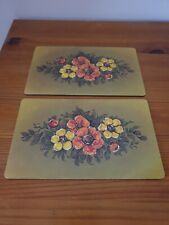 Deux petits sets de table petit déjeuner vintage motif floral 12,5x20 cm