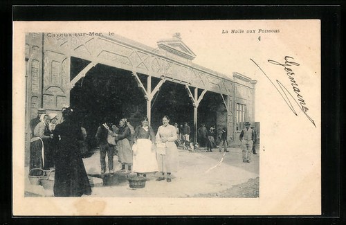Cpa cayeux sur mer - la, halle