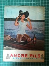 1168 Publicité circa 1960 bière Ancre Pils femme dans un canot