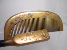 Ancien peigne et kogai signé