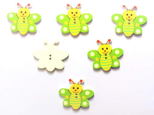 Lot boutons bois abeille - lot, 6