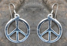 Cnd Symbole Paix Pendantes 925 Argent Boucles D'Oreilles Crochet Femmes