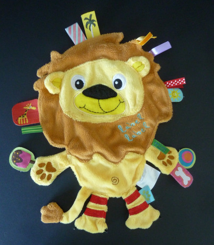 Label doudou plat lion jaune - label,