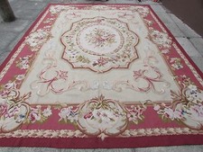 Old Main Fabriqué Français Design Laine 12x9 Beige Rose Original Aubusson