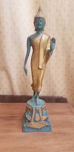 Bouddha marchant bronze - marchant, en