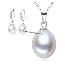 Parure Bijoux - Femme - Perle de Culture - Blanche - Argent 925/1000 - 4 Pièces