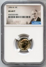 Pièce Certifiée Graded Dime Roosevelt 1996 NGC MS68 FT 10c West Point - JP390