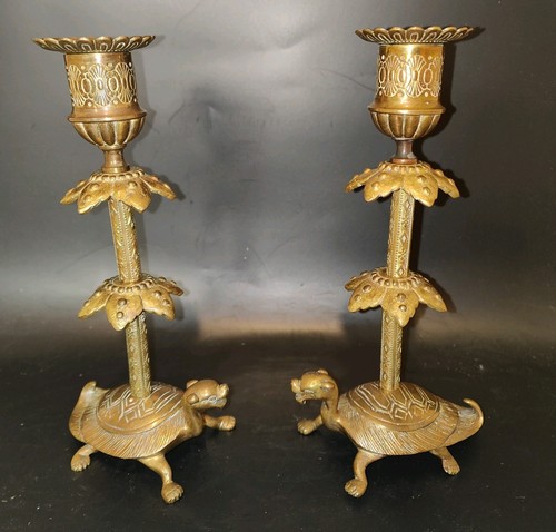 Ancienne paire bougeoirs en - paire,
