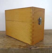 BOITE FICHE BOIS ANCIENNE VINTAGE 22 X 10 X 16 CM PETIT MEUBLE ACCESSOIRE METIER