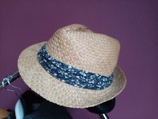 DEVRED black hat chapeau 100 % paille straw summer été bandana unisex taille 60