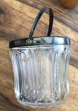Vintage Crystal Clear Sterling Silver Biscuit Jar Ice Bucket 4¾” Heavy German