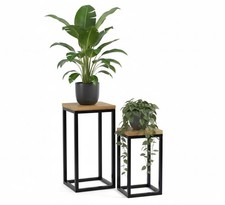 Ensemble 2 porte-plantes bois – support fleurs chêne petit + grand