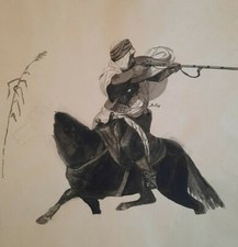 Cavalier arabe fusil cheval - cavalier,