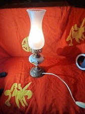 Lampe GLOBE BOULE à poser, lampe de chevet, aspect laiton Vieilli et porcelaine