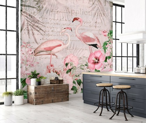 Papier peint flamant rose - 3d,