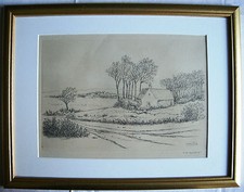GRAVURE CHAPELLE EN BRETAGNE PAR S.A. BOISECQ