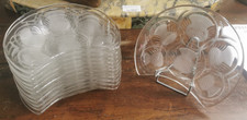 LALIQUE Lot 12 ASSIETTES Verre Moule Presse Modele Fleurs Chardon 149VitD 27/06