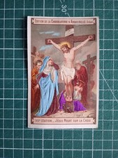 BX20 image pieuse gaufrée satin chocolat Aiguebelle XII Jésus meurt sur la croix