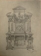 Dessin Projet Armoire à Deux Corps époque Renaissance Deuxième Moitié du XVIe