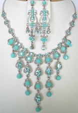 PARURE DE BIJOUX FEMME MARIAGE "SOIRÉE DE CRISTAL" TURQUOISE P135