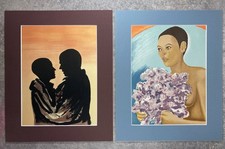 2 Lithographies MADDLY BAMY - Autoportrait + Portrait Couple Jacques Brel.