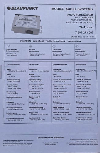 Ta41 amplificateur stereo 24v - ta41,