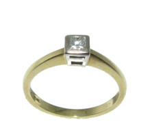 Bague En Diamant Taillée En Princesse En Or Jaune 18 Carats Taille O ½