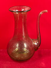 élégante carafe design, verseuse en verrerie de Biot vert verre vintage, signée