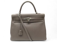 SAC A MAIN HERMES KELLY 35 EN CUIR RETOURNE ETOUPE BANDOULIERE LEATHER HAND BAG