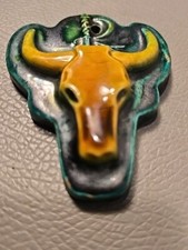 Ancien Pendentif signé Ricard Céramique Toro Collier taureau camargue manade