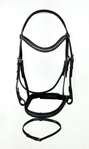 Muserolle cuir avec - avec, strass