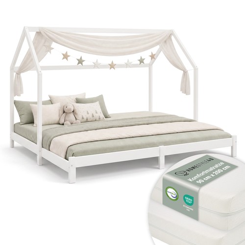 Lit cabane 90x200 blanc - cabane,