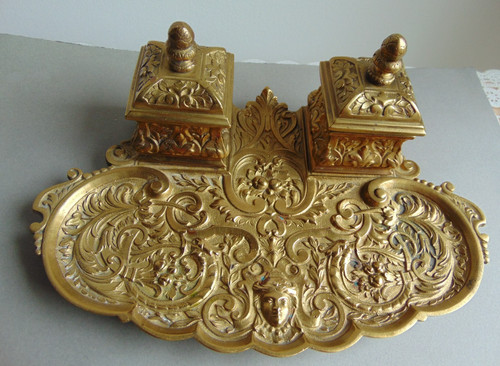 Ancien encrier double - double, en