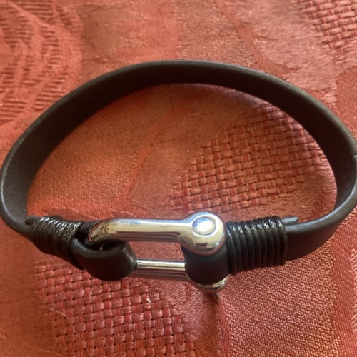 Bracelet cuir noir manille - bracelet,