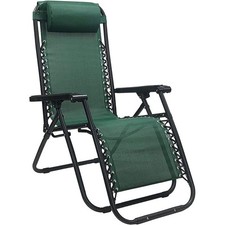 Chaise Longue Pliable À Gravité Zéro En Textilène Vert Gain De Place