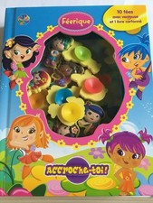 LIVRE CARTONNE POUR ENFANT + 10 FIGURINES FEES AVEC VENTOUSES - COMME NEUF