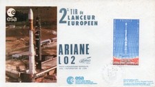 ARIANE L02 launch Kourou 2nd test flight (failed) ESA CNES Space SILK cover RARE