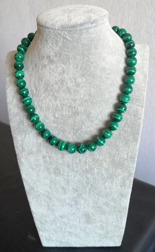 Collier perles malachite - collier, en