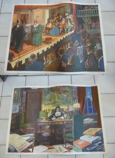 Affiche Scolaire vintage An 50's Rossignol école -->  MOLIÈRE  / COLBERT 