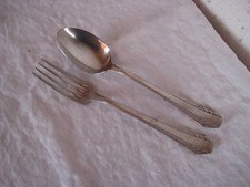 Lot de 2 couverts anciens  Fourchette et Cuillère Orbrille Poinçon 